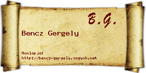 Bencz Gergely névjegykártya